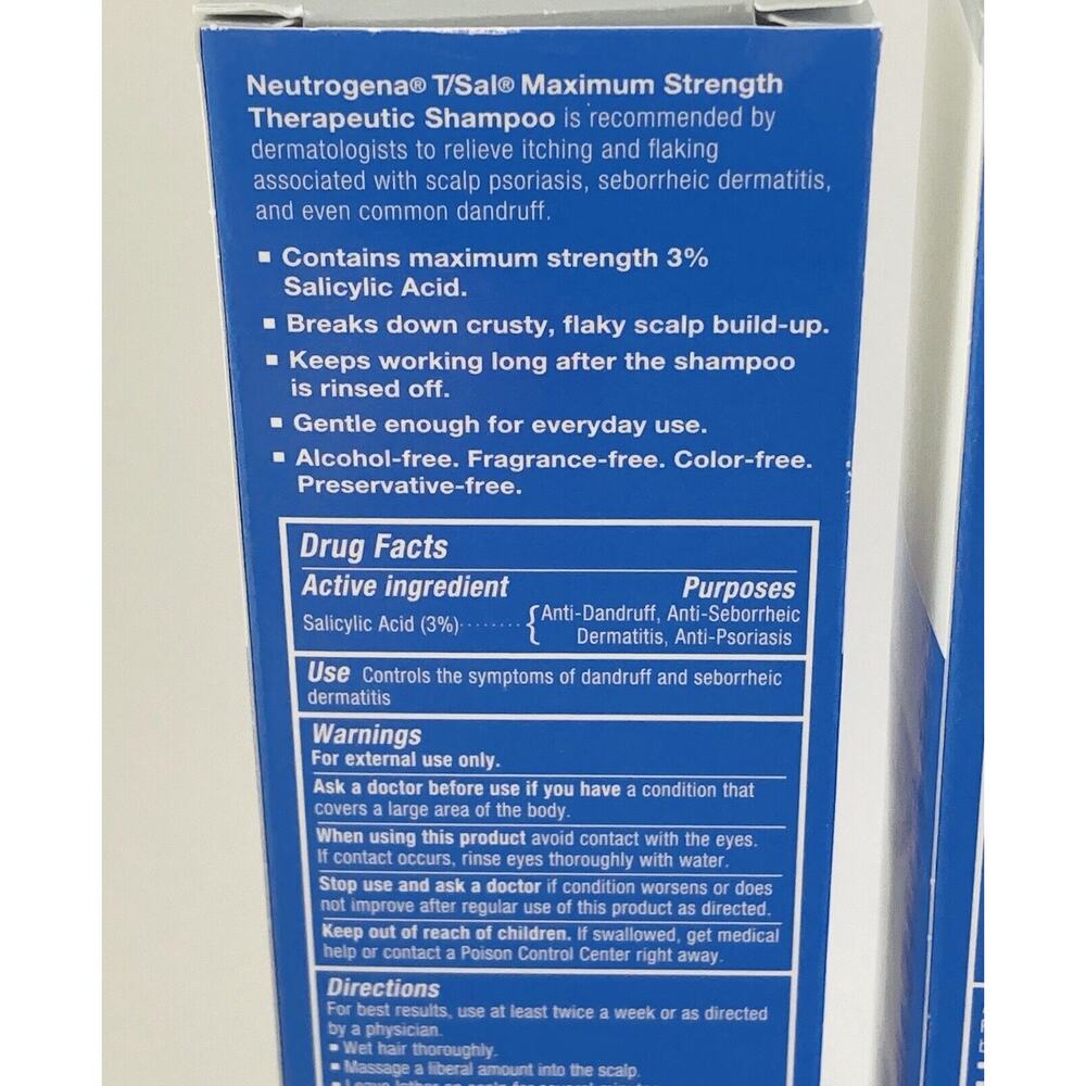 2 Neutrogena T/Sal Therapeutic Shampoo| 4.5 fl oz Each | Clear Dandruff - Picture 5 of 9